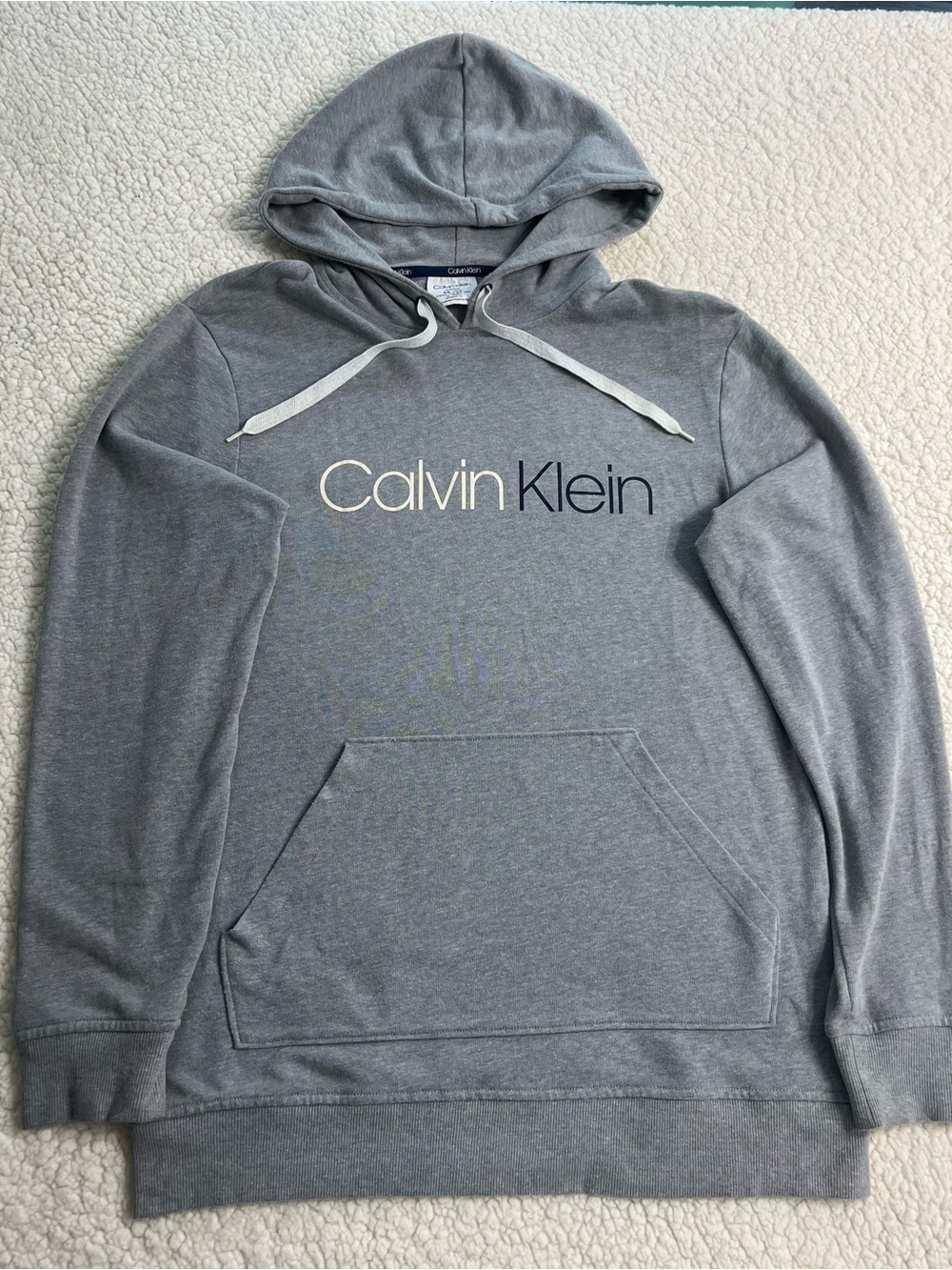 Men’s Gray Lightweight Hoodie M Streetwear Calvin Klein